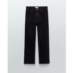 Zara high rise straight leg jeans button fly black
